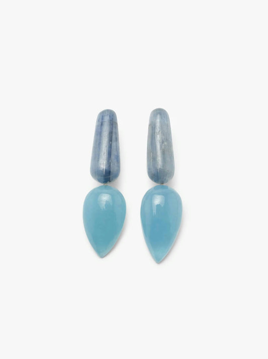 Earclips: aquamarine, acrylic, hematite