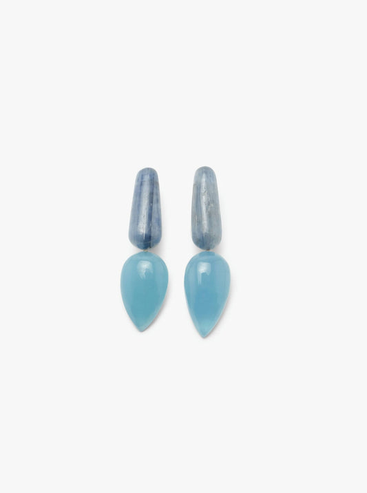 Earclips: aquamarine, acrylic, hematite