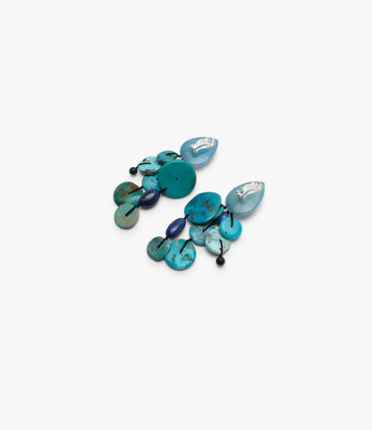 Earclips: aquamarine, chrysoprase, turquoise, lapis lazuli