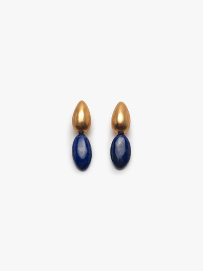 Earring: acacia, lapis lazuli