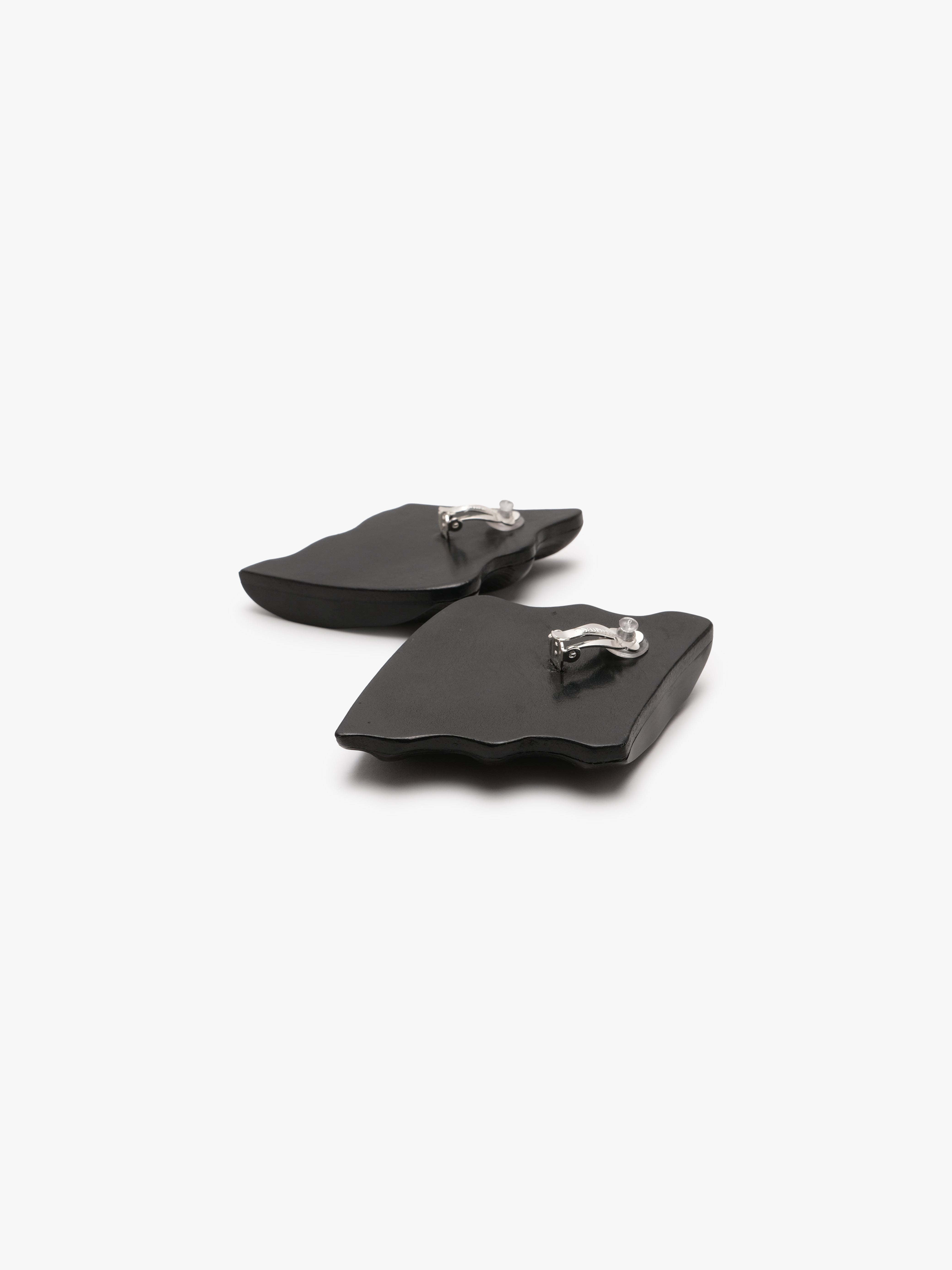 Earrings: horn, leather