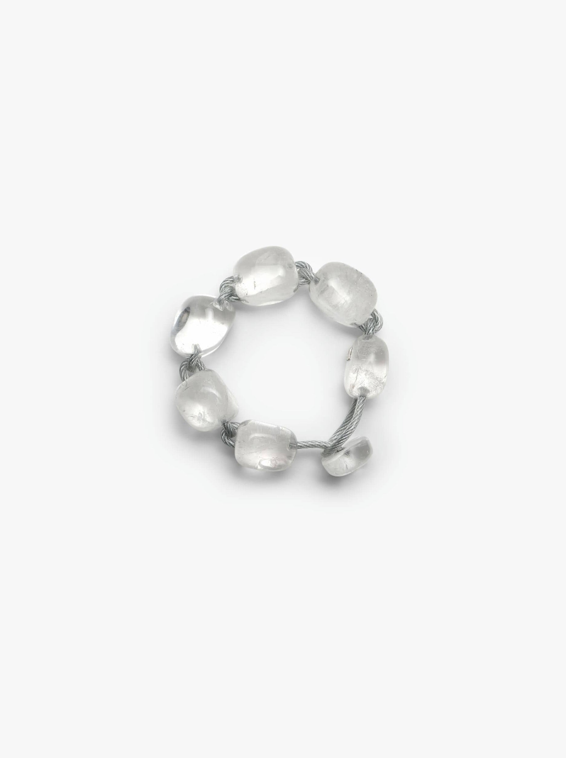 Bracelet: mountain crystal, wire