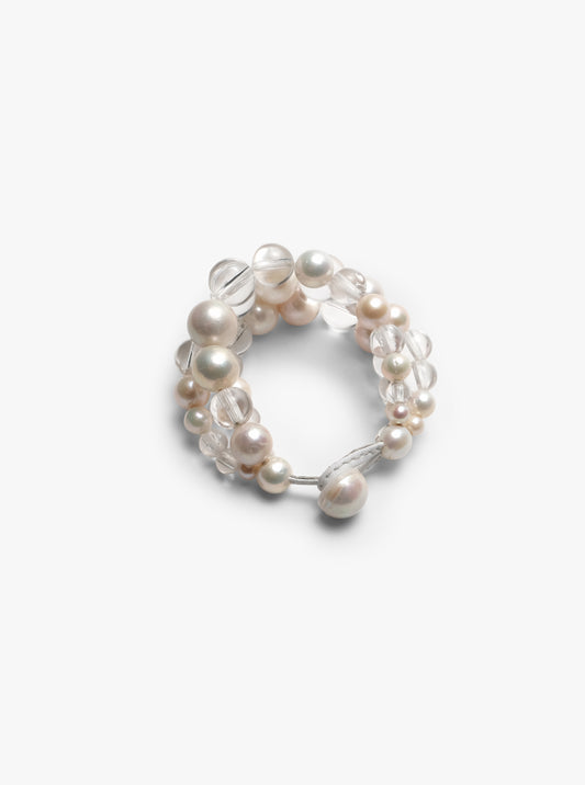 Bracelet: freshwater pearls, acrylic