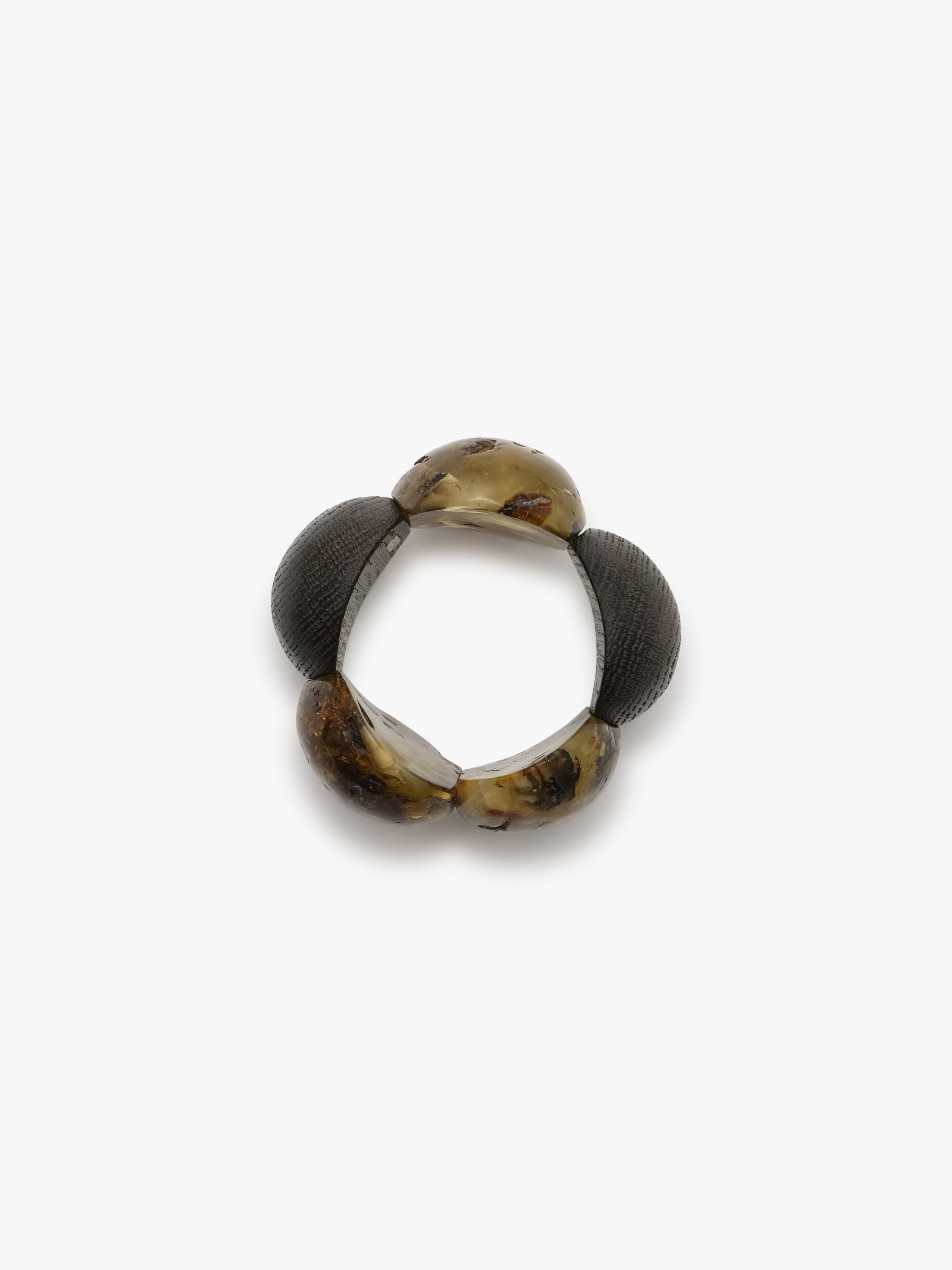 Bracelet: bog oak, amber