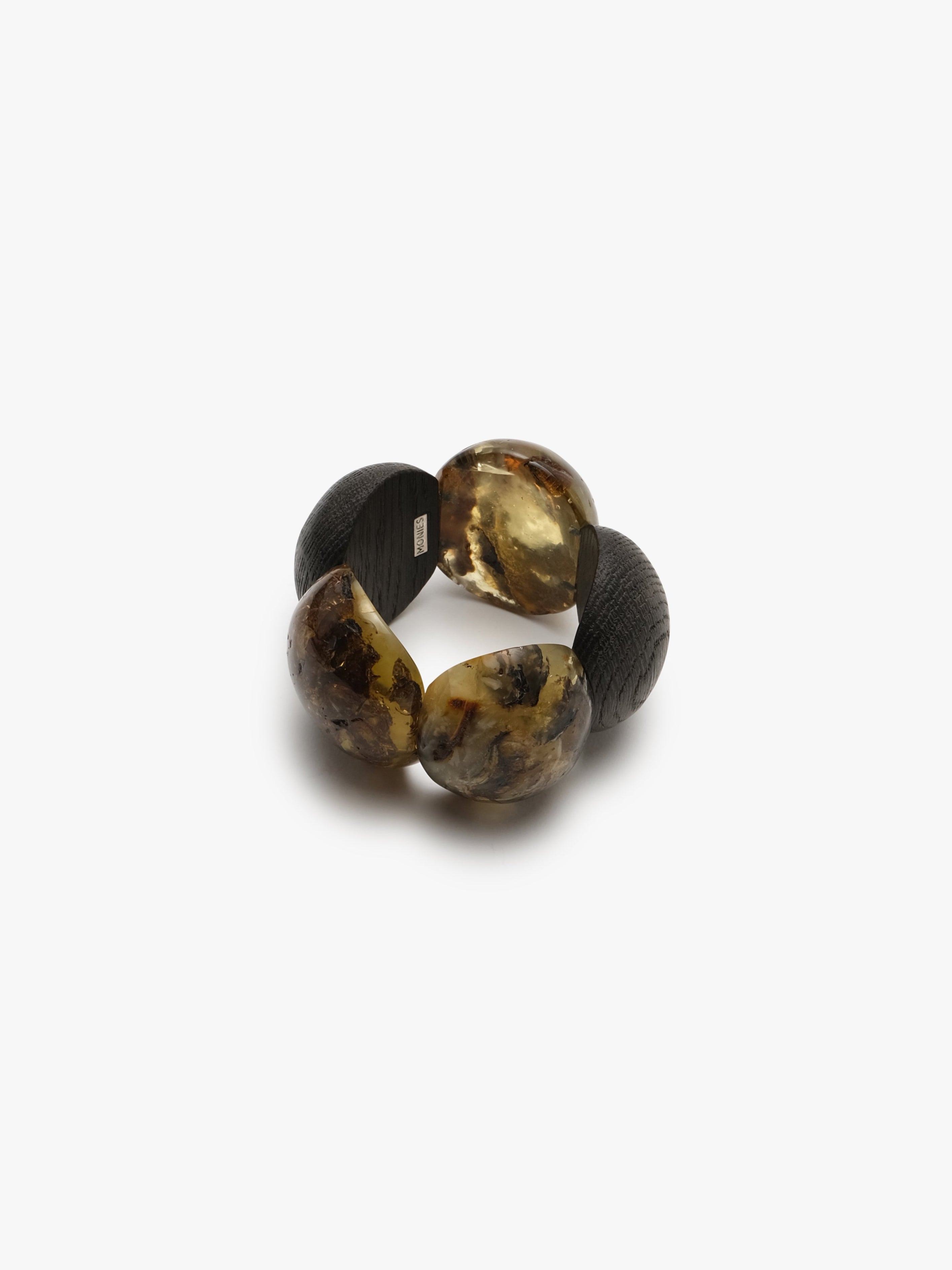 Bracelet: bog oak, amber