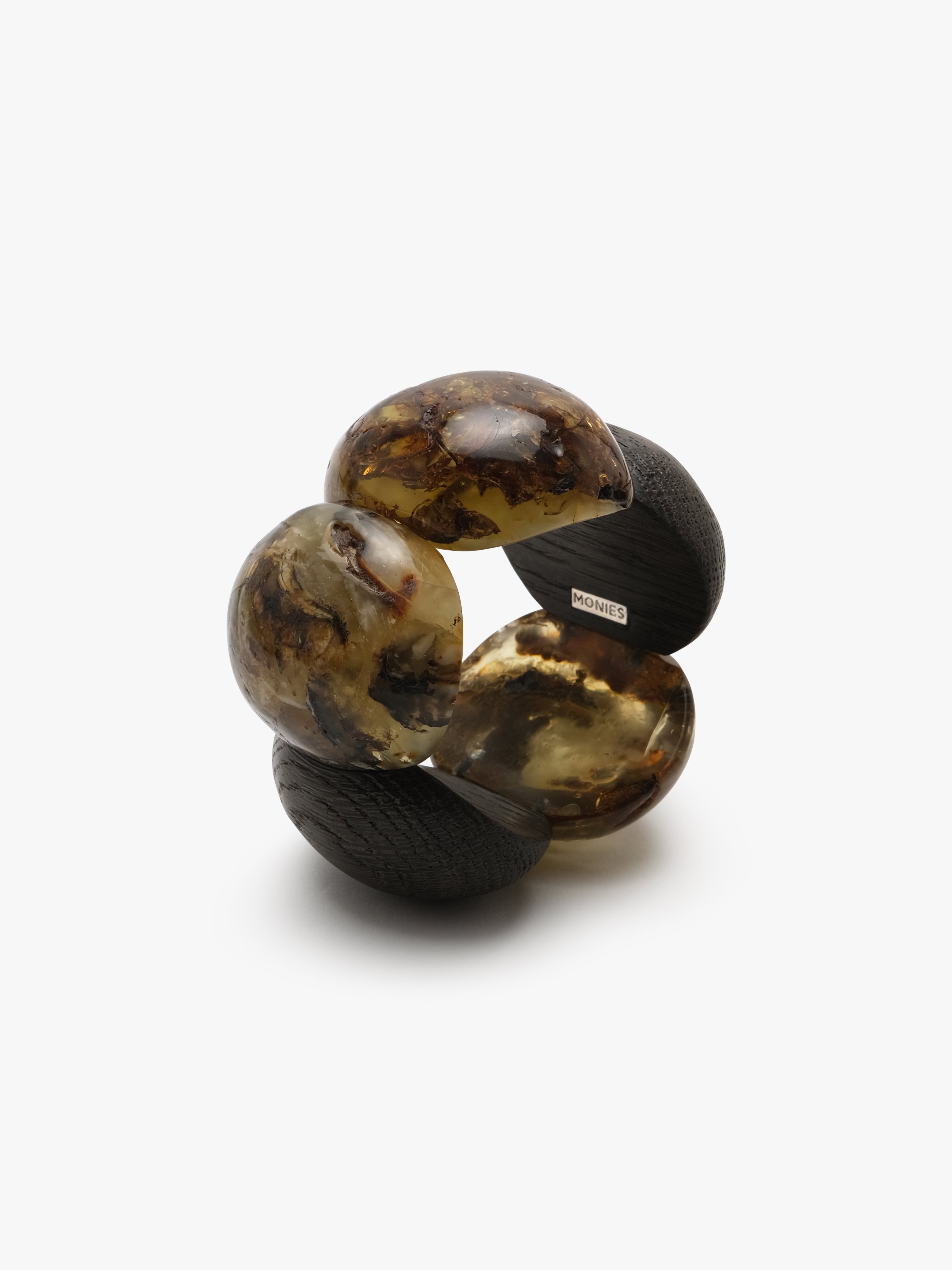 Bracelet: bog oak, amber