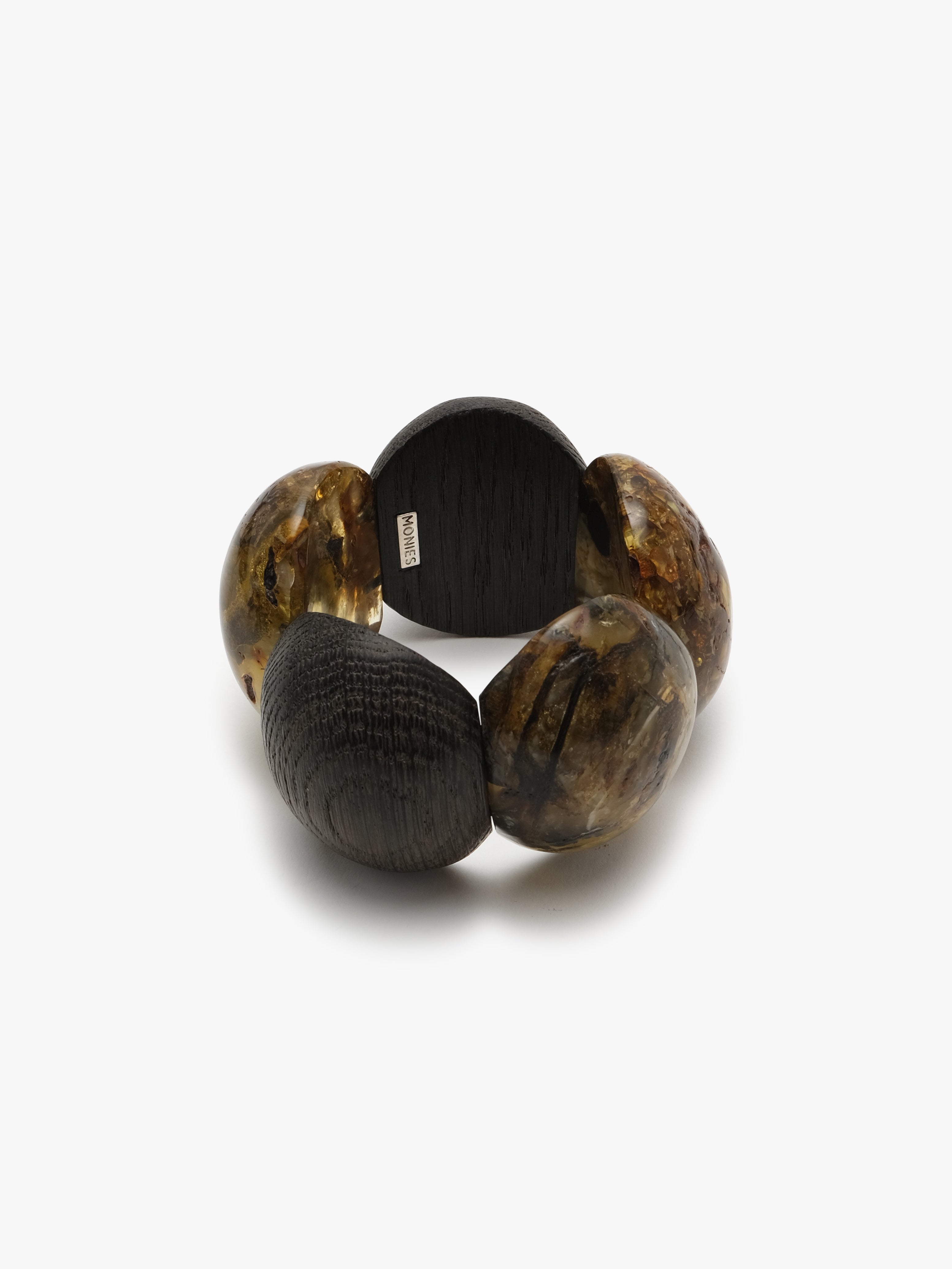 Bracelet: bog oak, amber