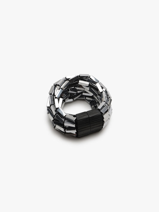 Bracelet: hematite, bog oak
