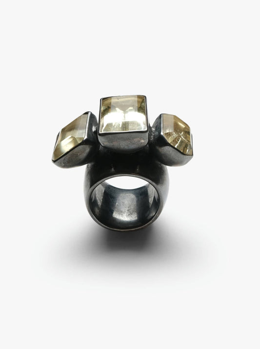 Ring: oxidized sterling silver, citrine
