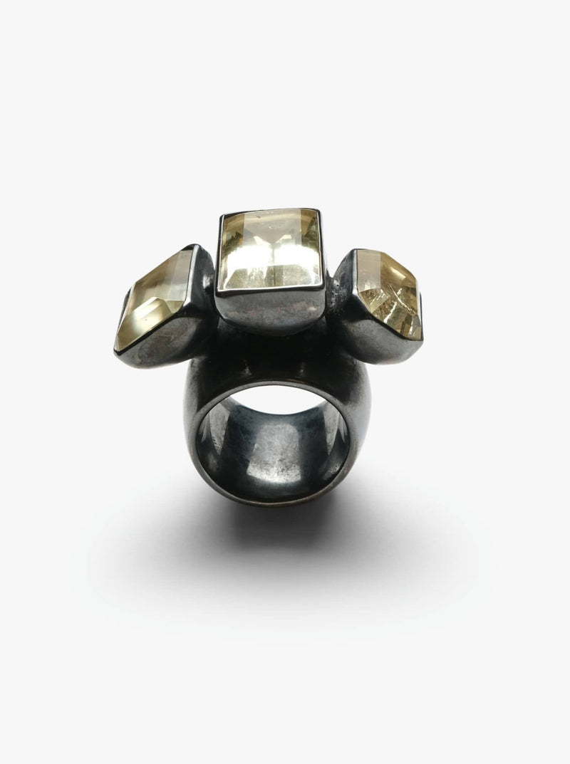 Ring: oxidized silver, citrine