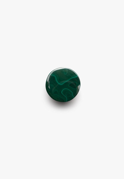 Ring: malachite, horn, leather