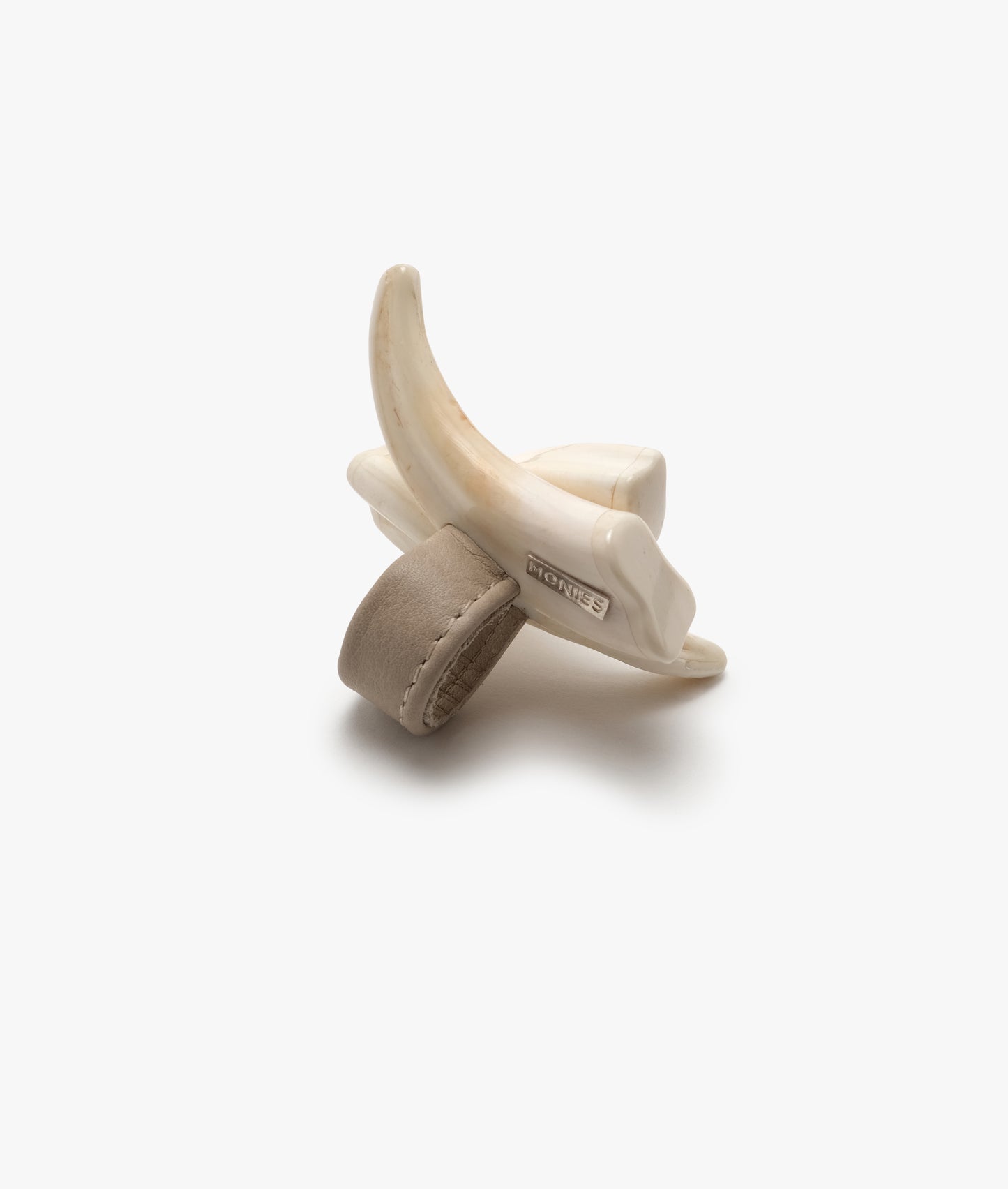 Ring: warthog tooth, leather