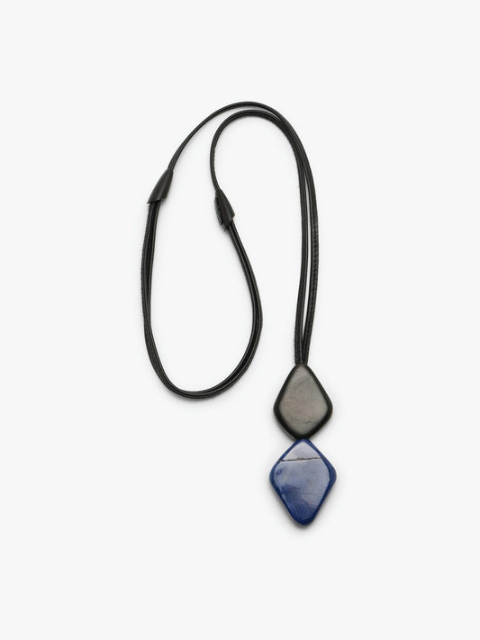 Pendant: lapis lazuli, ebony, leather