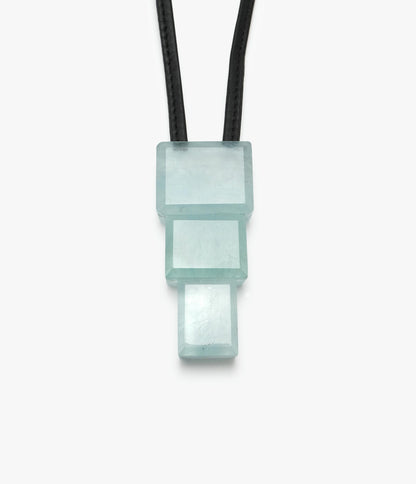 Pendant: aquamarine, leather