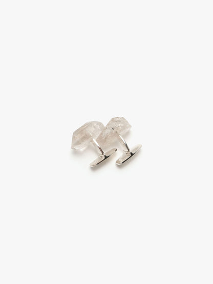 Cuff link: double terminated quartz