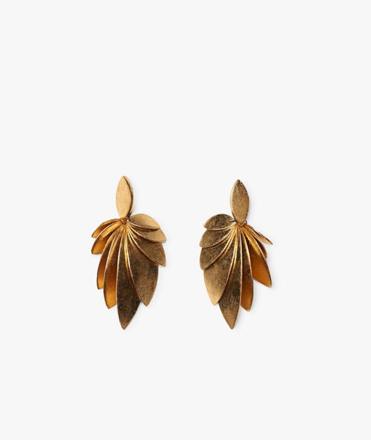 Cordoba earrings, acacia wood and goldfoil, Monies 