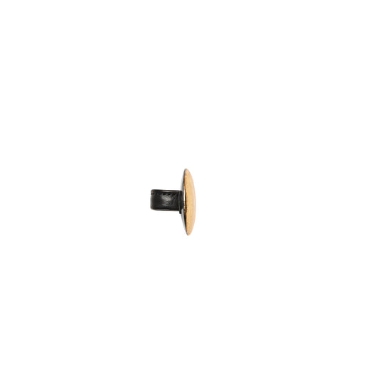 Ring in wood, gold foil and leather