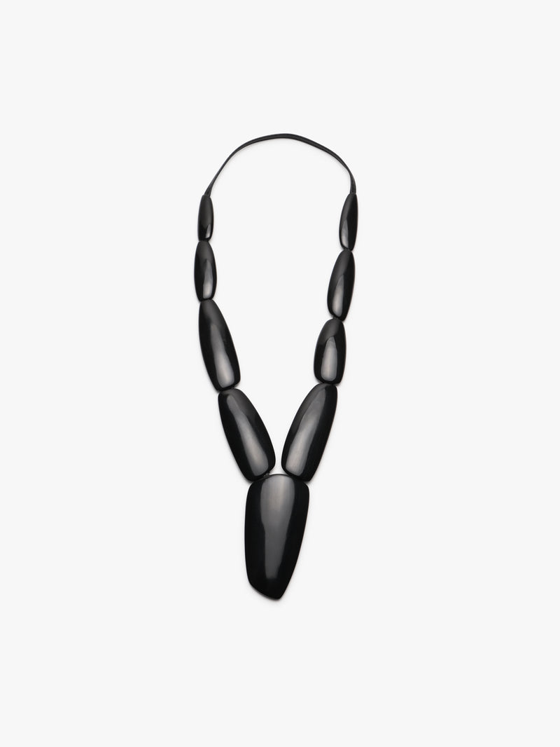 Isma necklace, horn, leather, monies