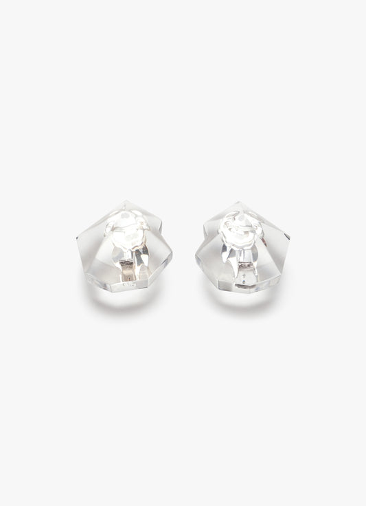Osmino earring: acrylic, silverplated brass, monies