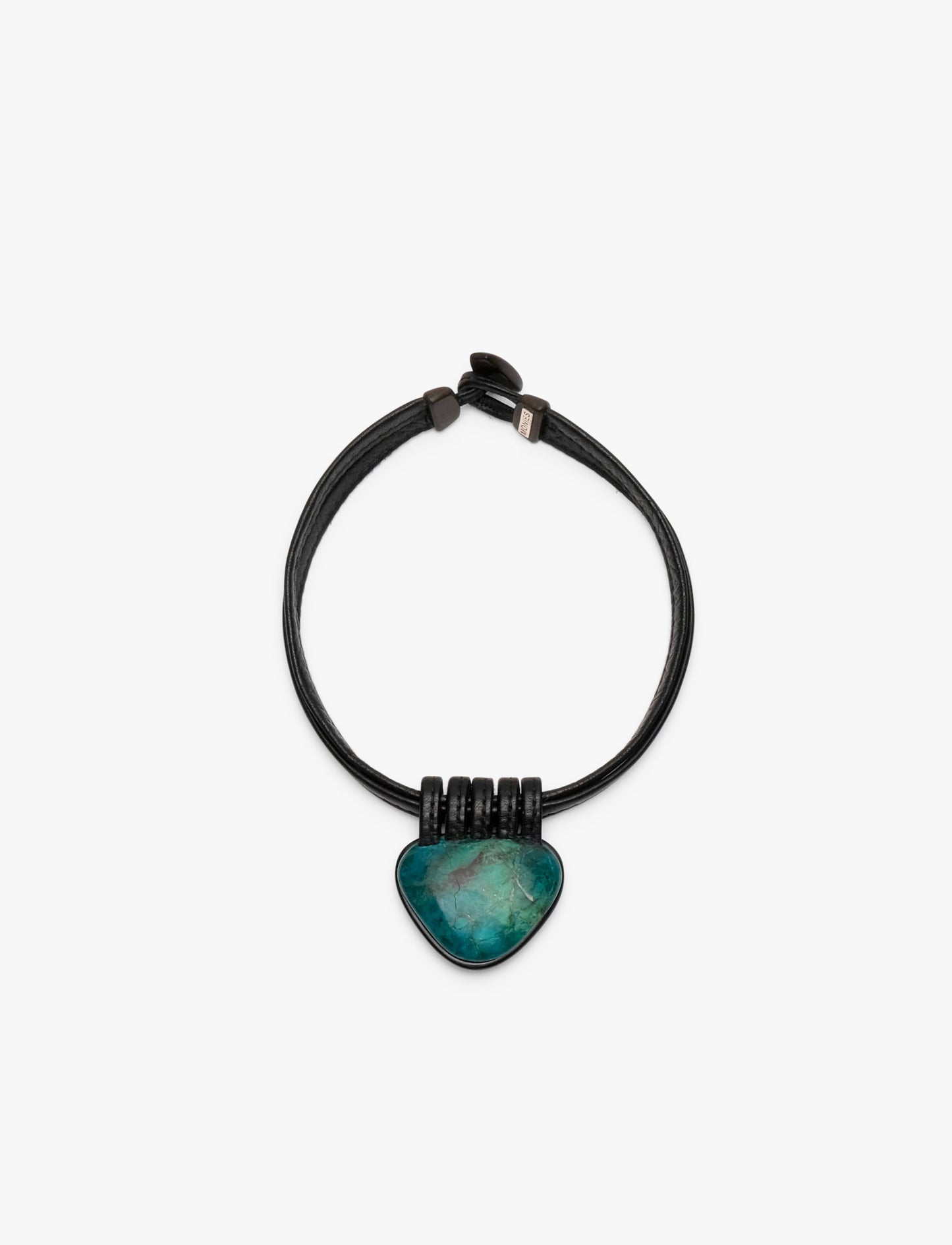 Necklace: chrysocolla and leather