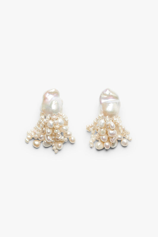 Earclips in baroque and fresh water pearls