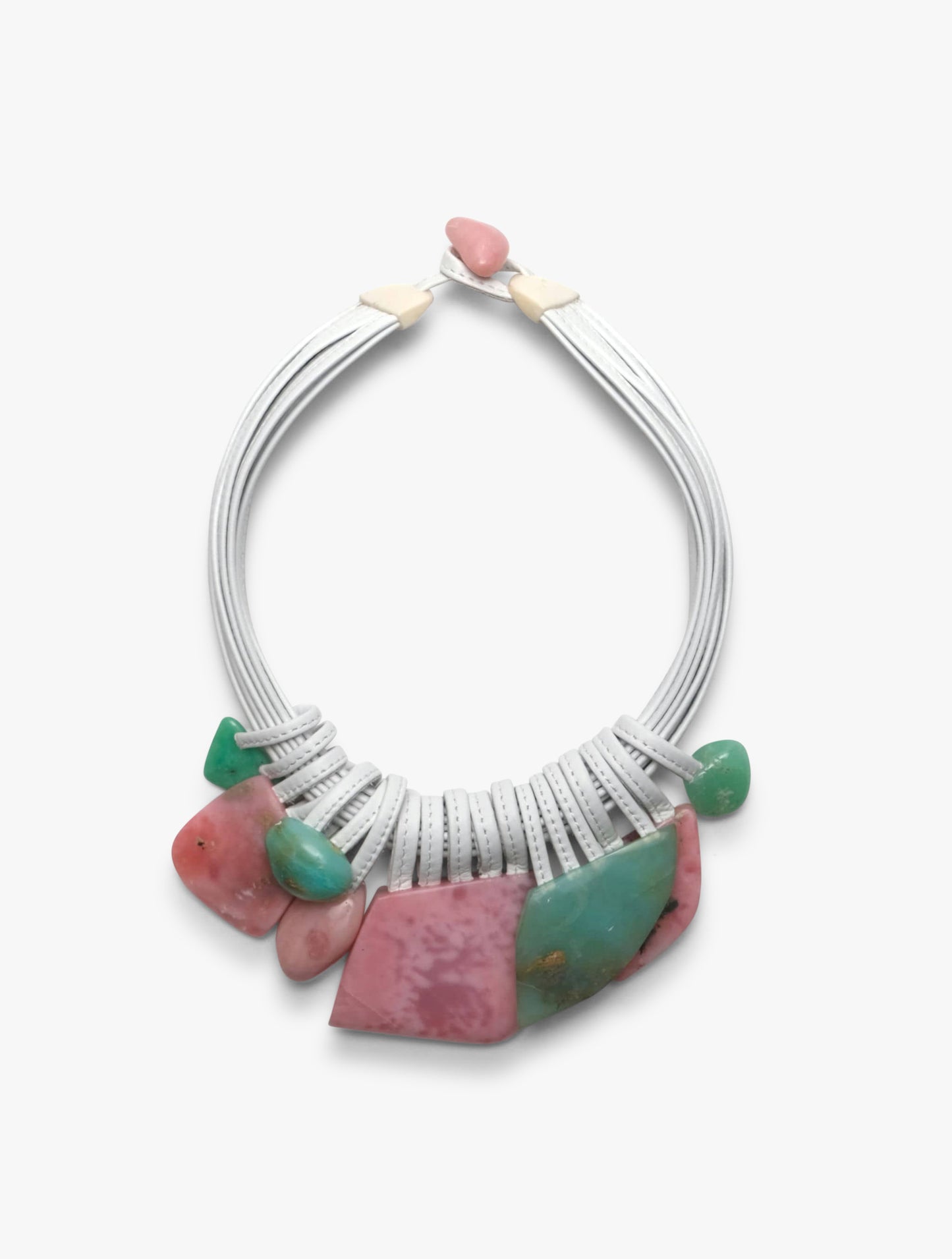 Halskæde: Andinsk opal, læder