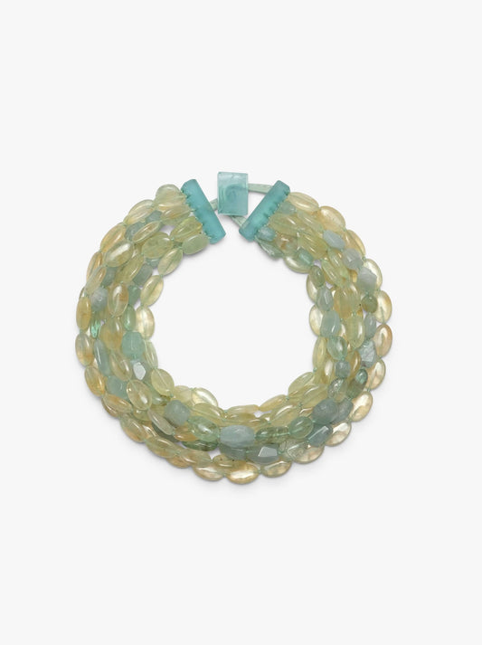 Necklace: aquamarine, prehnite