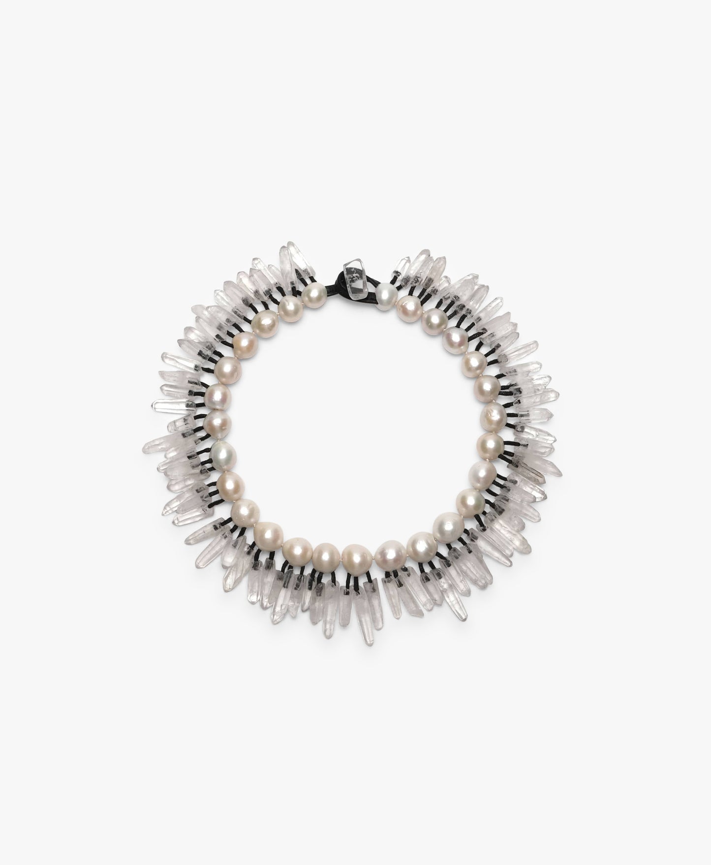 Necklace: pearls and mountain crystal