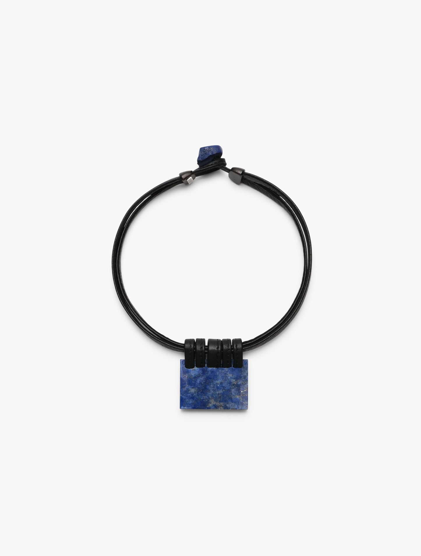 Necklace: lapis lazuli, ebony, leather