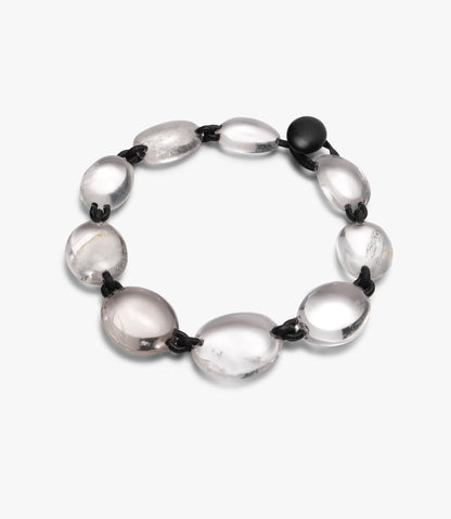 mountain crystal, ebony, leather