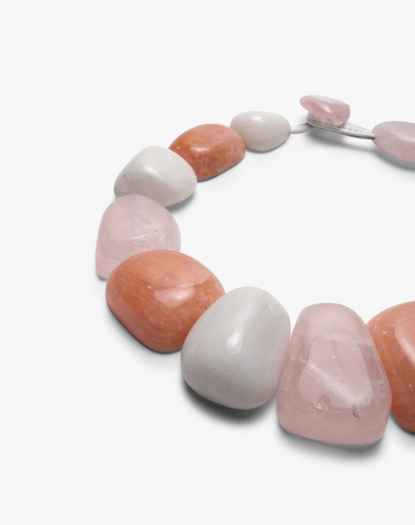 Necklace: agate, rose quartz, carneol