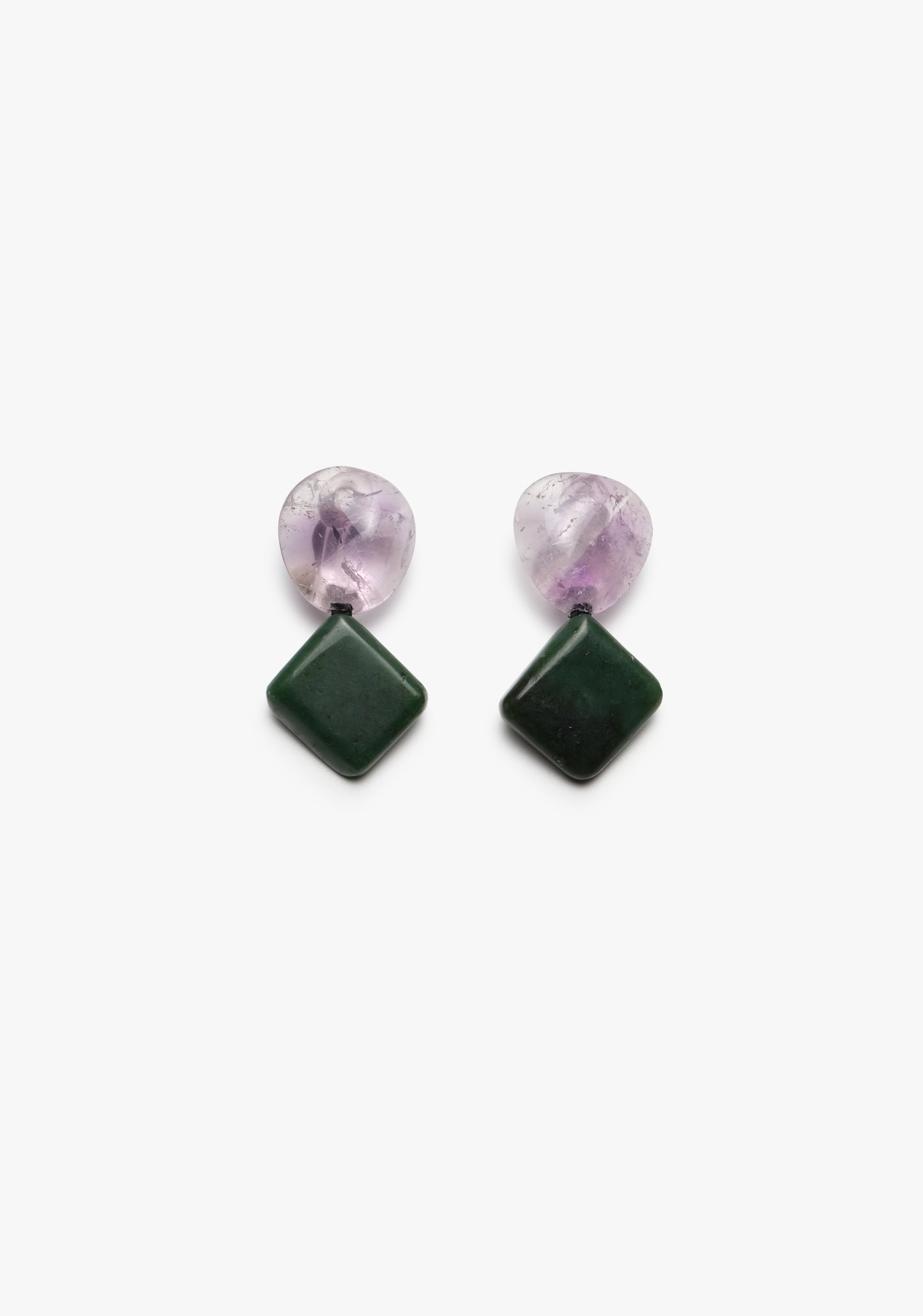 Earring: amethyst and jade