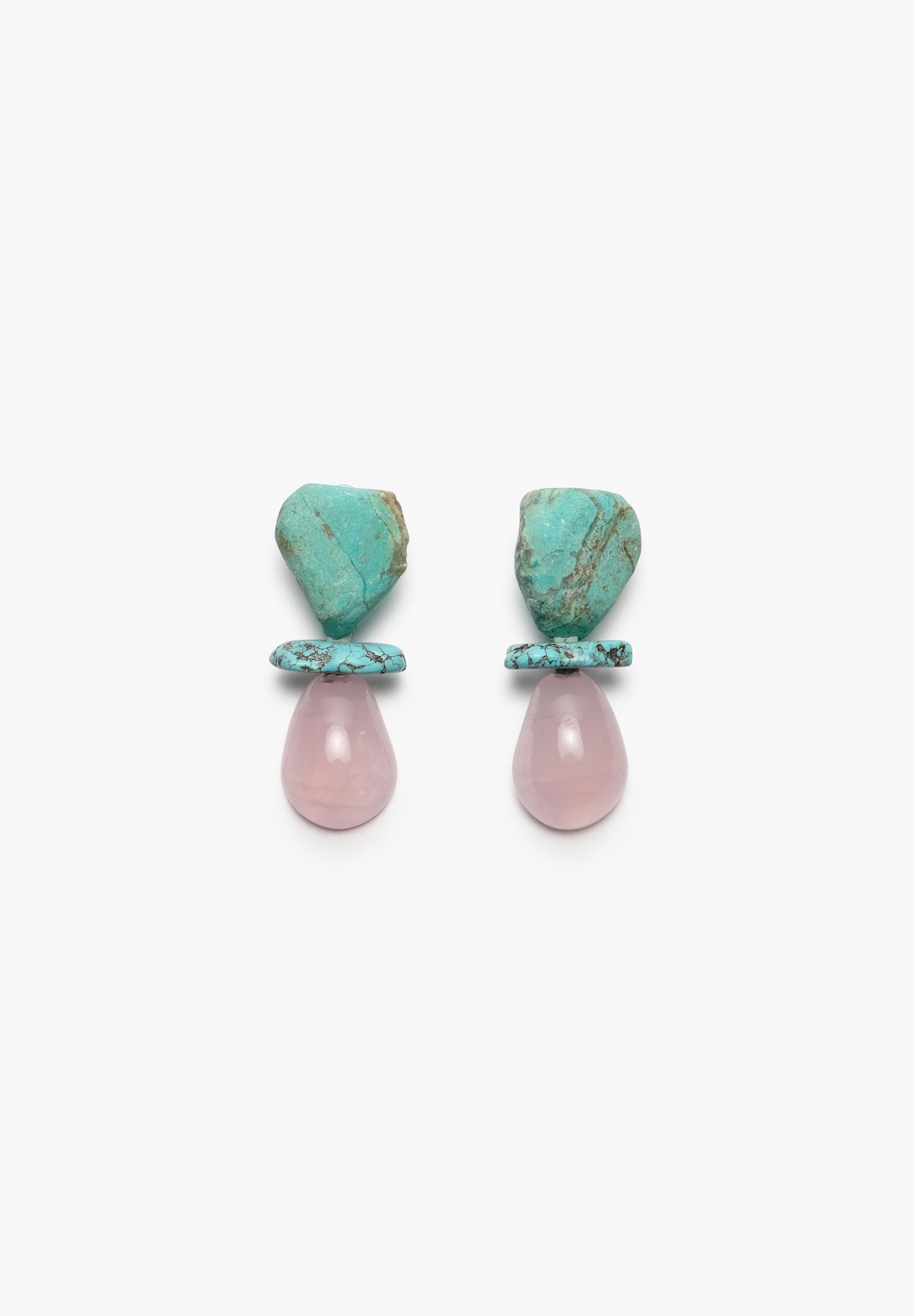 Earring: rose quartz and chrysocolla