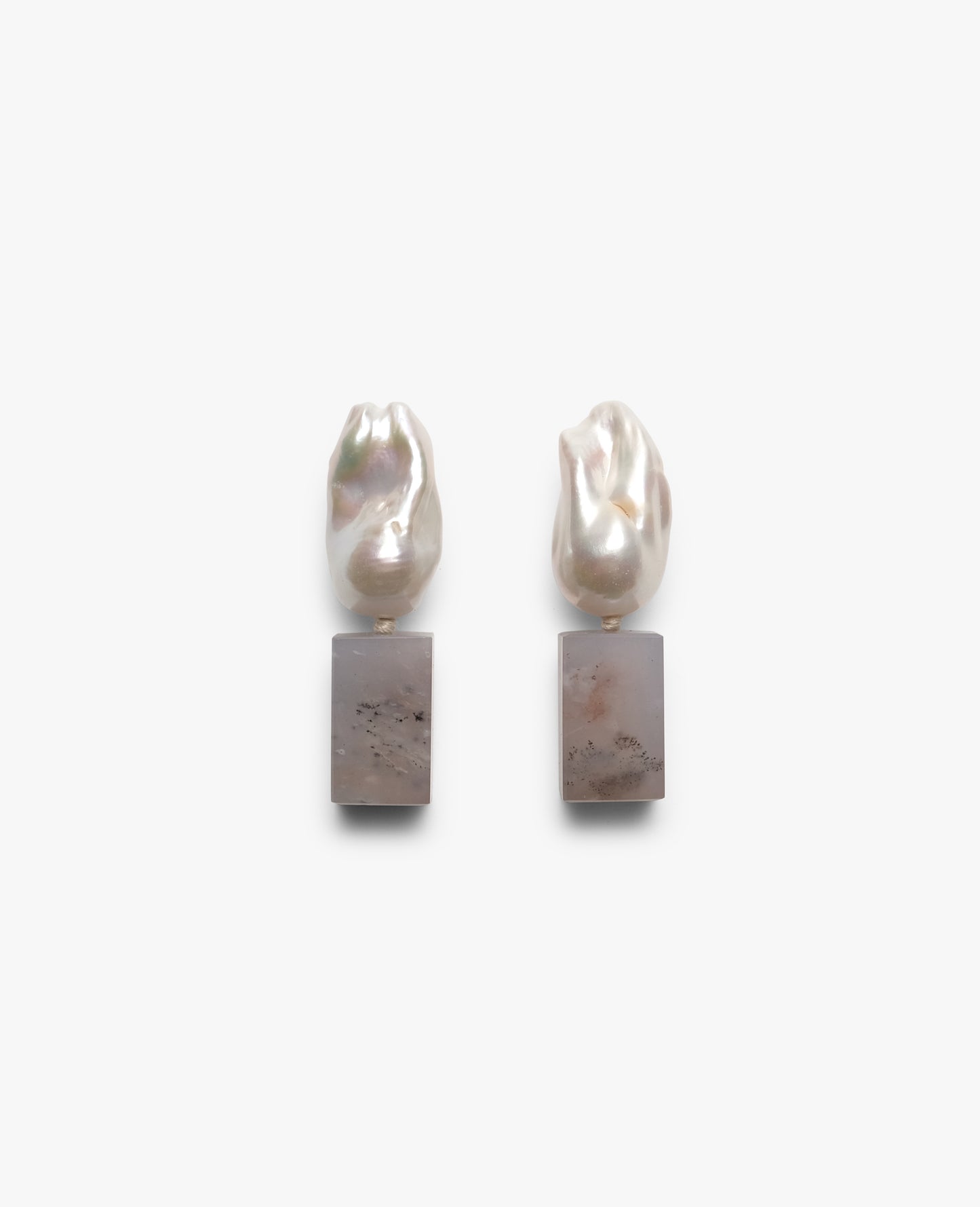 Monies Earring: agate, baroque pearl