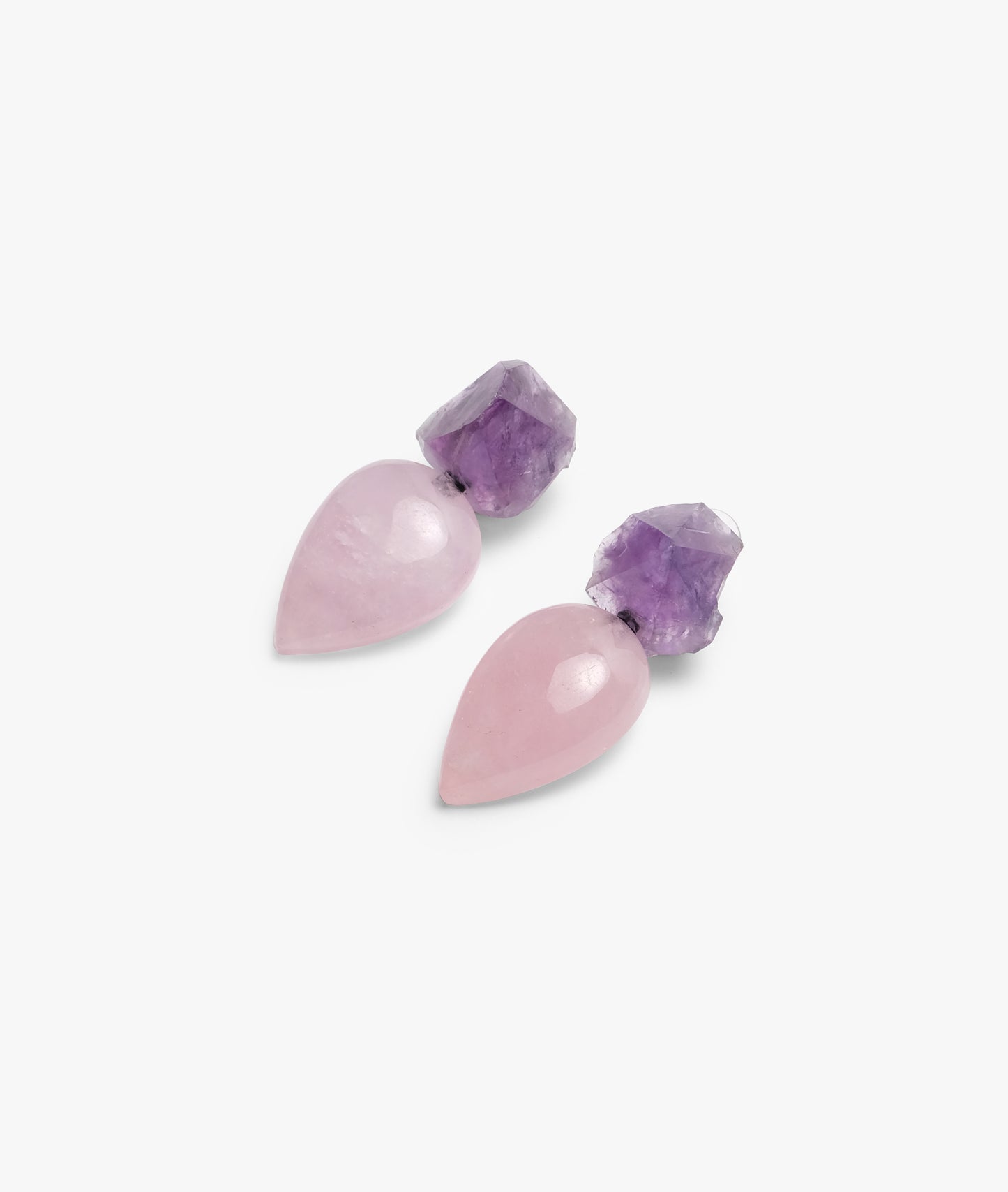 Monies Earring in amethyst and rose quartz