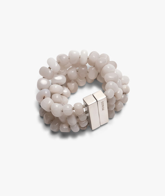 sterling silver, white agate